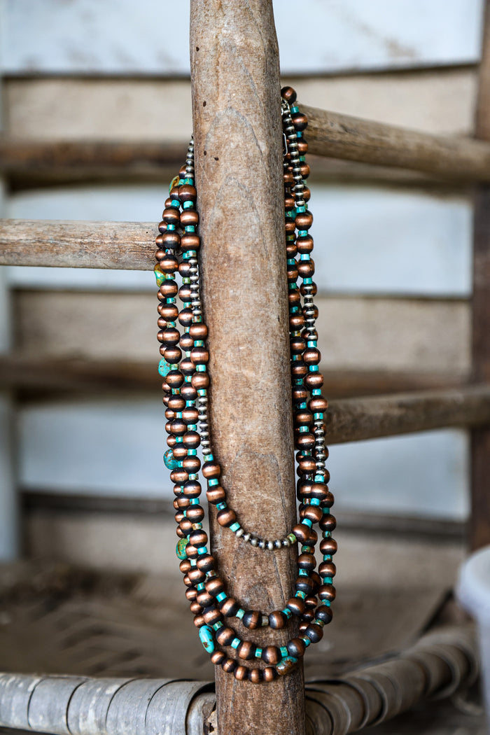 Triple Copper & Turquoise Necklace