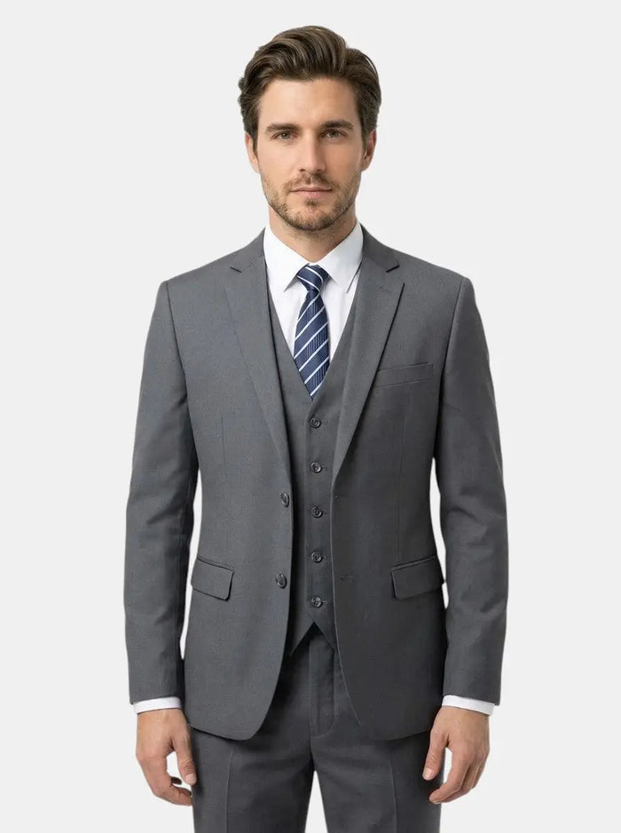 Troy men's three-piece suit by LondonLaneStore, tailored fit with classic style, featuring a jacket, vest, and matching trousers.