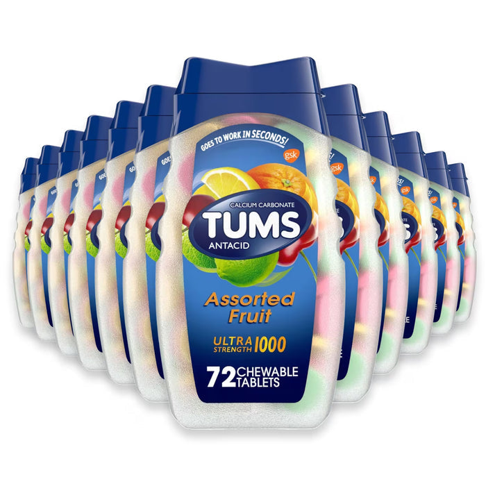 TUMS Ultra Strength Antacid Tablets Assorted Fruit, 72 Ct - 24 Pack
