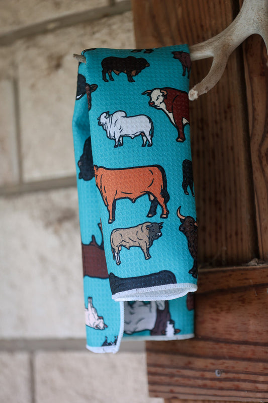 Turquoise Cattle Dish/Bathroom Towel