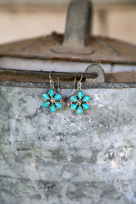 Turquoise Flower Dangle Earrings