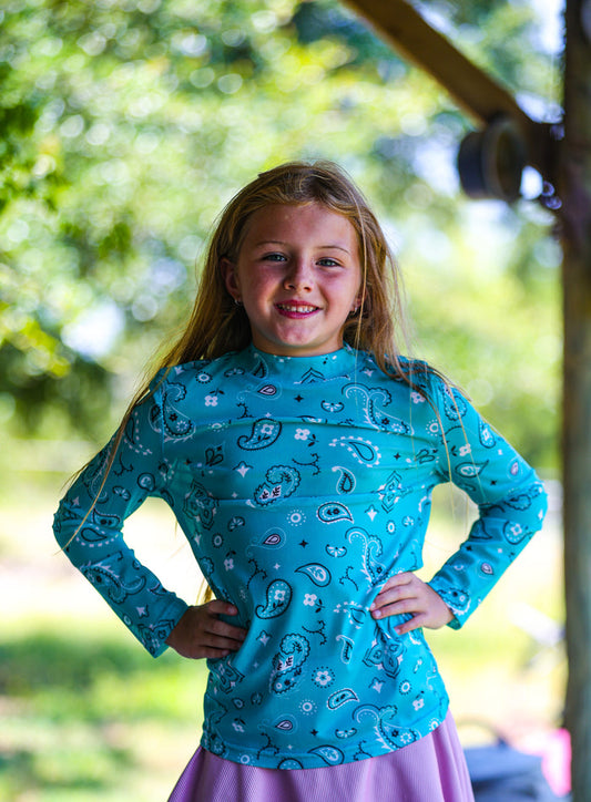 Turquoise KIDS Bandana Babe Mesh Top
