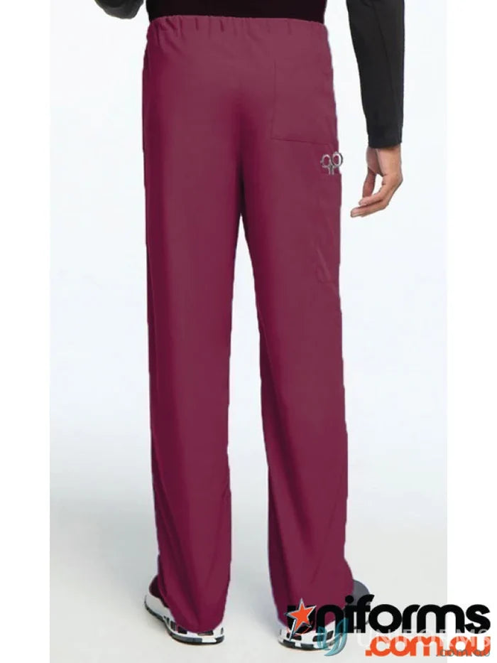 Maroon unisex scrub set with chest pocket and built-in pencil holder for professionals