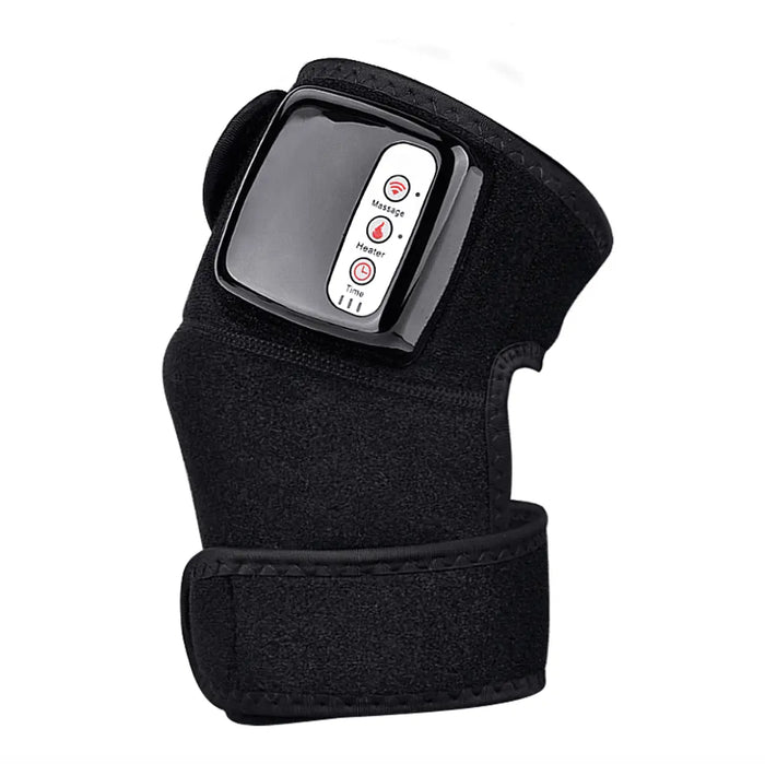 Unisex adjustable knee massager with heat and vibration therapy, designed for soothing pain relief and comfort.