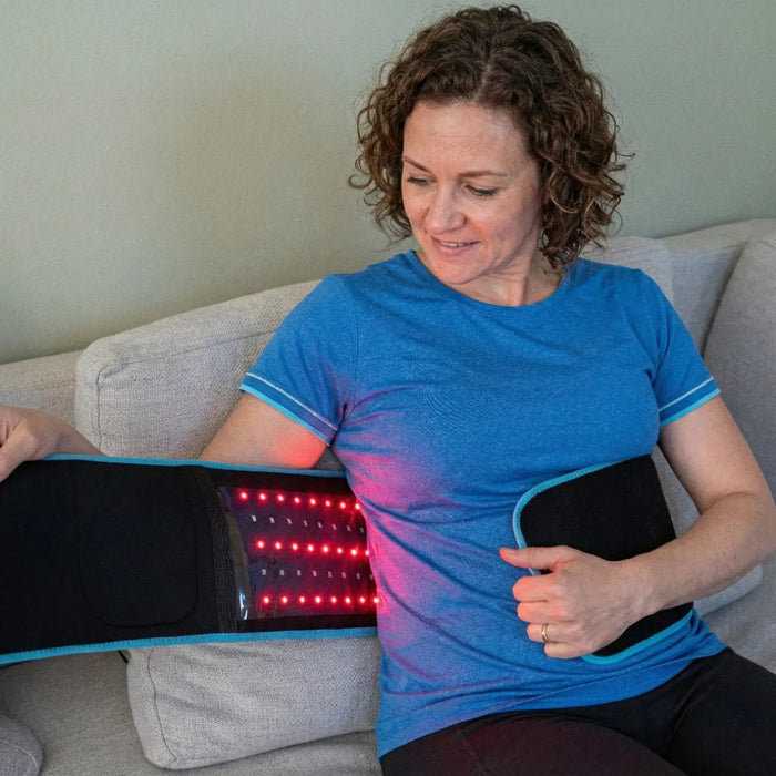 Unisex adjustable red light therapy waist belt by LondonLaneStore for lower back pain relief and comfortable wireless support.