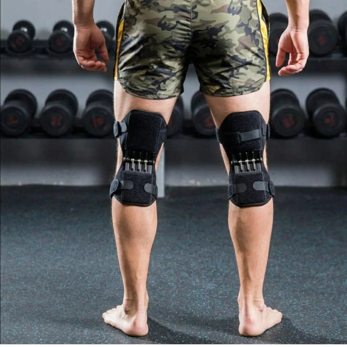 Unisex breathable knee compression sleeve with shock-absorbing, adjustable support for knee pain relief and stability.