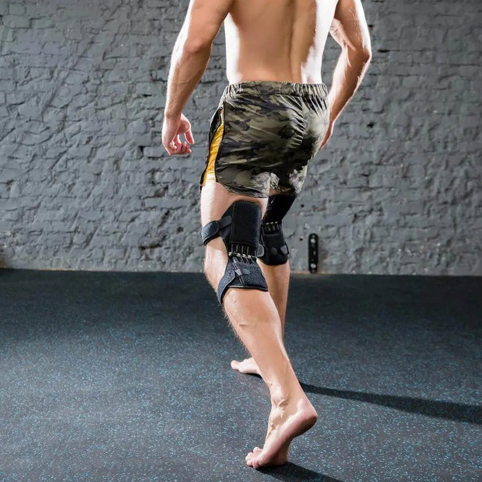 Unisex breathable knee compression sleeve with shock-absorbing, adjustable support for knee pain relief and stability.