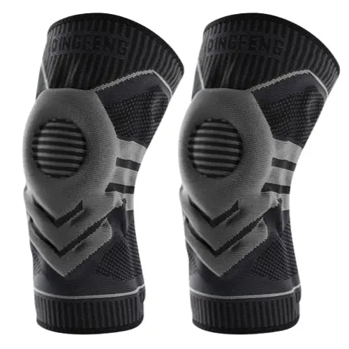 Unisex lightweight silicone knee support sleeve providing comfortable compression and stability for knee injury relief.