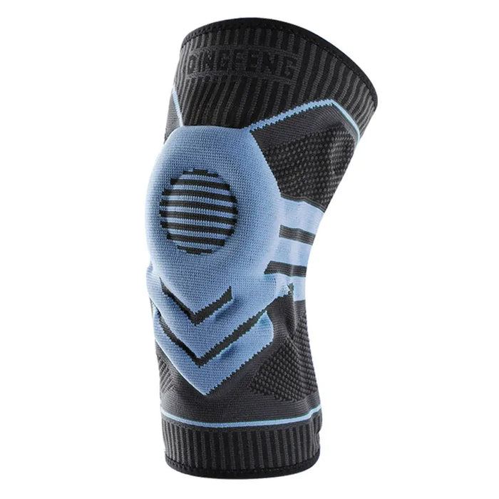 Unisex lightweight silicone knee support brace with compression sleeve for stability and comfort during activity.