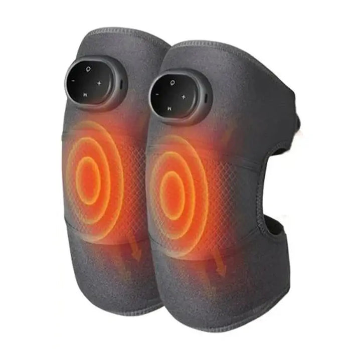 Unisex soft fabric knee massager with adjustable heat and vibration therapy, designed for soothing knee relief and comfort.