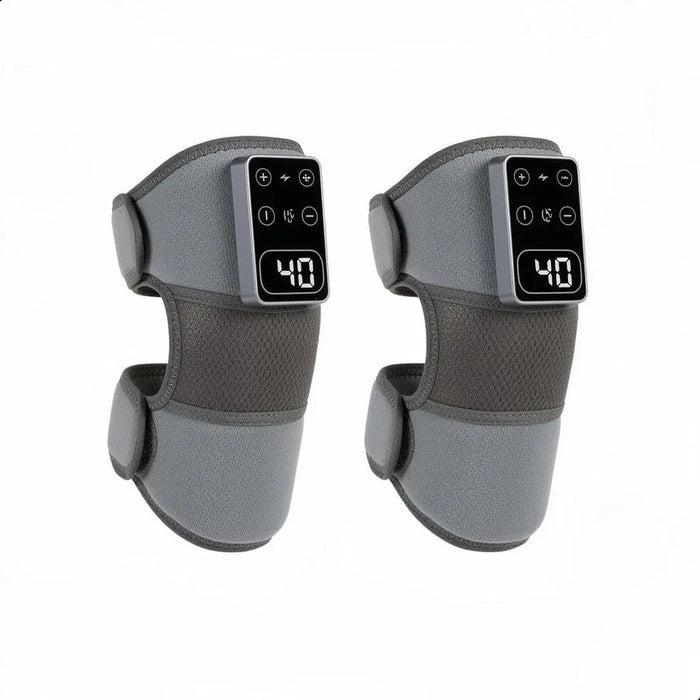 Unisex soft fabric knee wrap with adjustable straps, designed for heated vibration therapy to soothe joints and improve comfort.