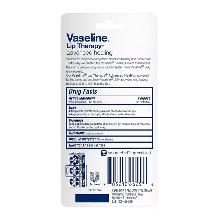 Vaseline Lip Therapy Tube Regular 0.35oz, 2ct - 72 Pack