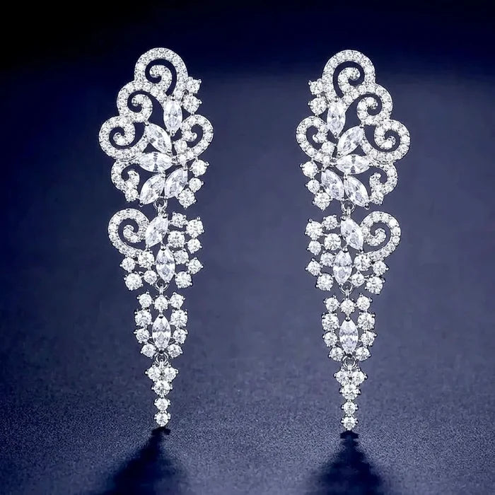 Wedding Jewelry - Cubic Zirconia Bridal Earrings - Available in Silver and Rose Gold