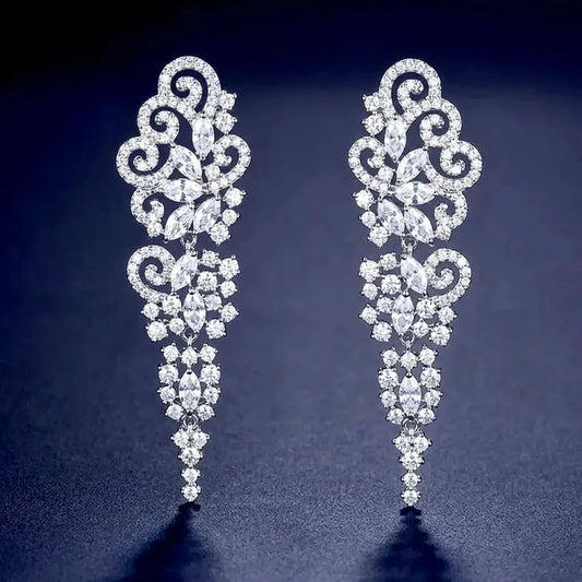 Wedding Jewelry - Cubic Zirconia Bridal Earrings - Available in Silver and Rose Gold