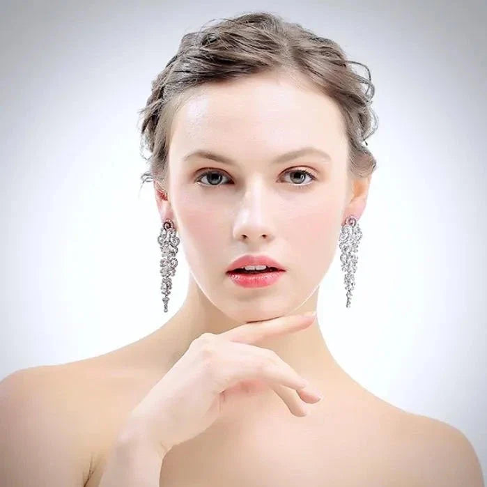 Wedding Jewelry - Cubic Zirconia Bridal Earrings - Available in Silver and Rose Gold