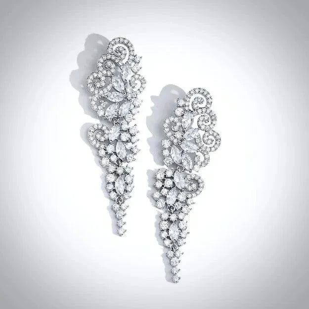 Wedding Jewelry - Cubic Zirconia Bridal Earrings - Available in Silver and Rose Gold