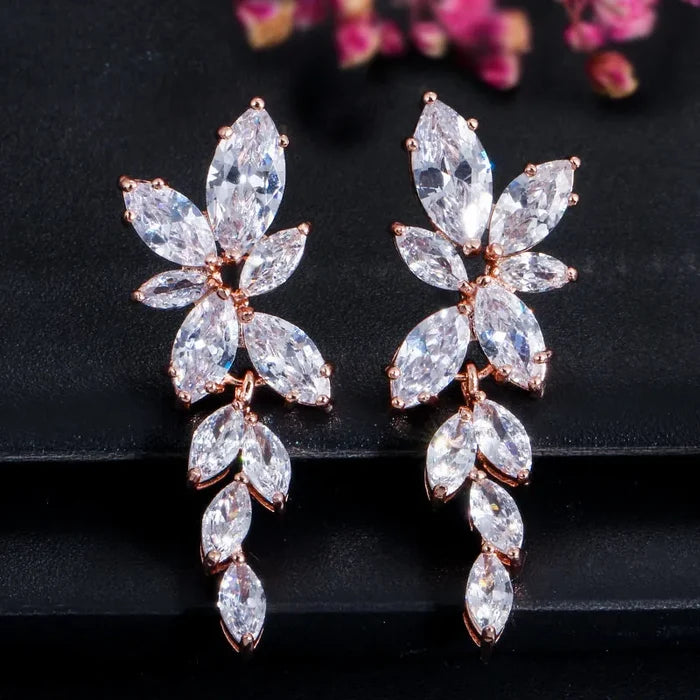 Wedding Jewelry - Cubic Zirconia Bridal Earrings - Available in Silver, Rose Gold and Yellow Gold