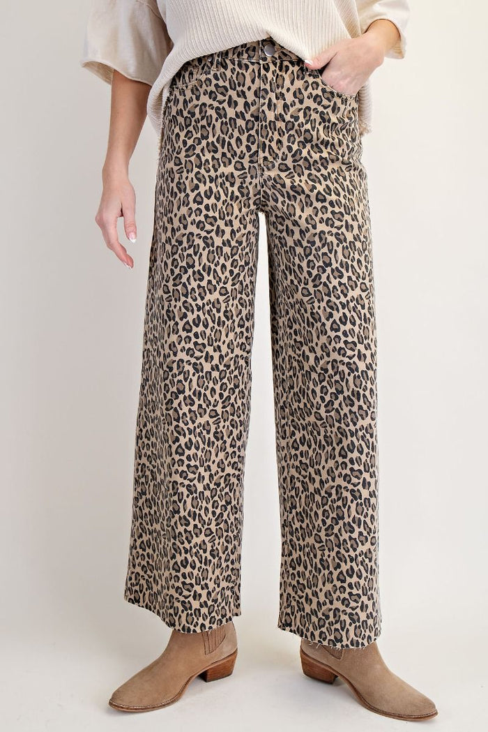 Washed Twill Animal Print Jeans
