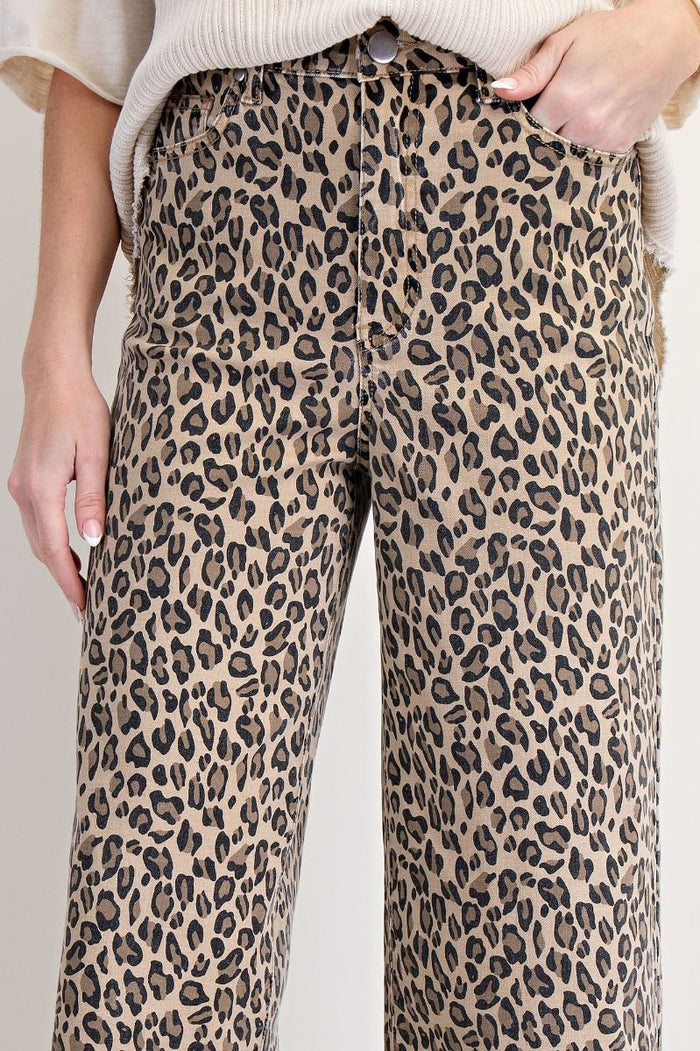 Washed Twill Animal Print Jeans