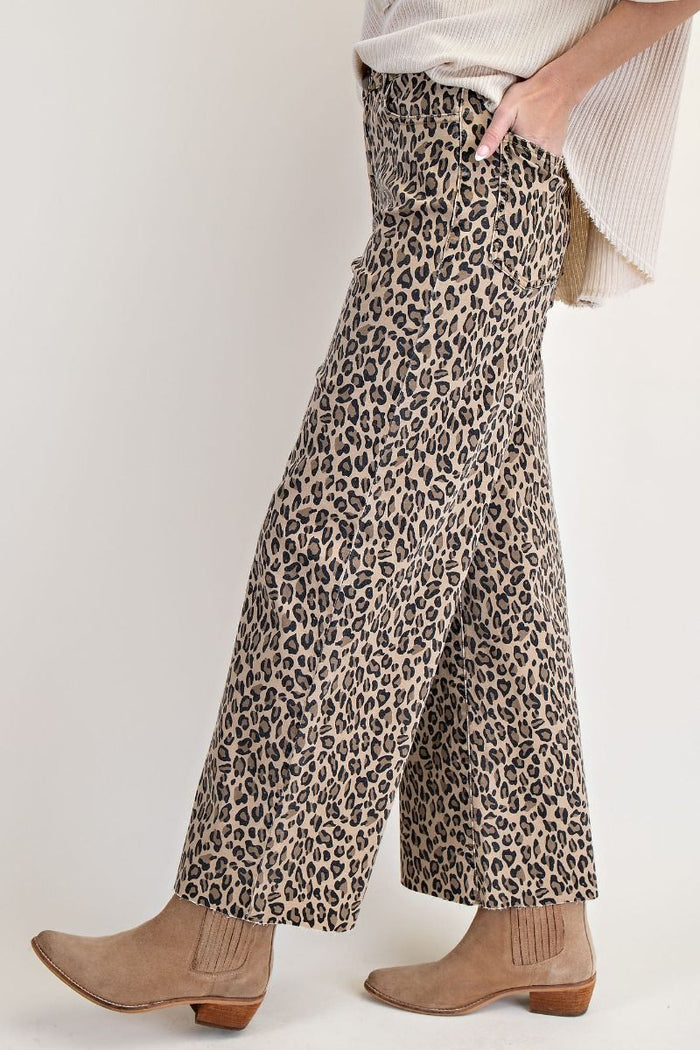 Washed Twill Animal Print Jeans
