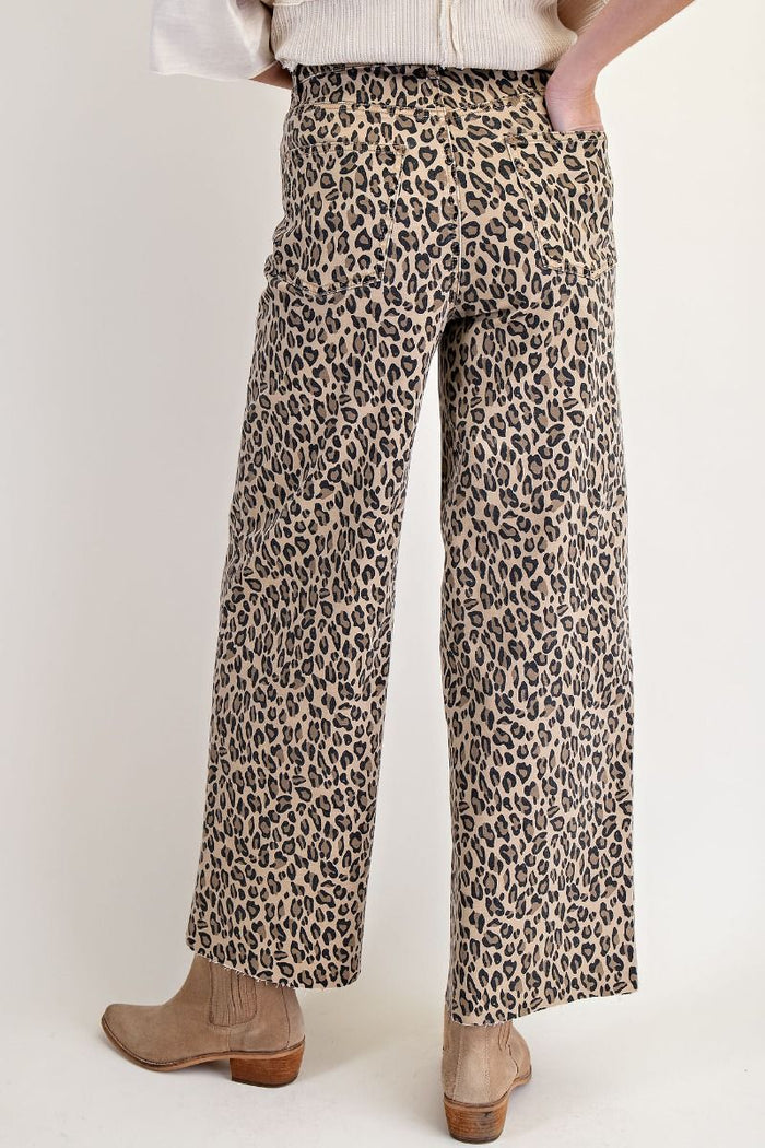 Washed Twill Animal Print Jeans
