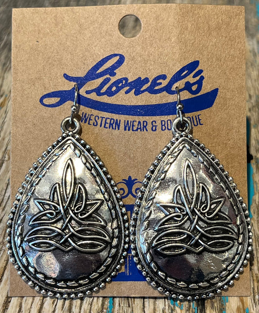 Western Silver Teardrop Earrings