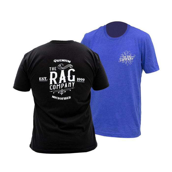 The Rag Company Whiskey T-Shirt Blue and Black on a white background.