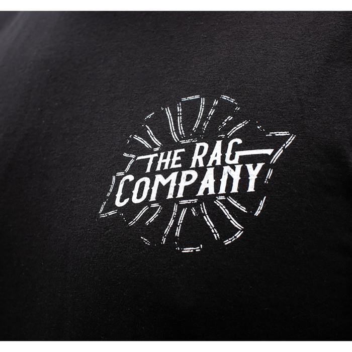 The Rag Company Whiskey T-Shirt  Black with white logo.