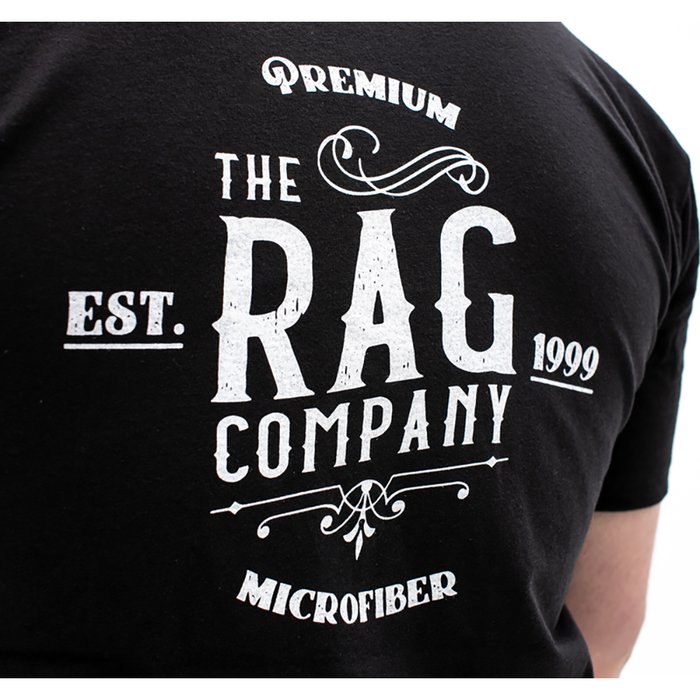 The Rag Company Whiskey T-Shirt  Black back white writing.
