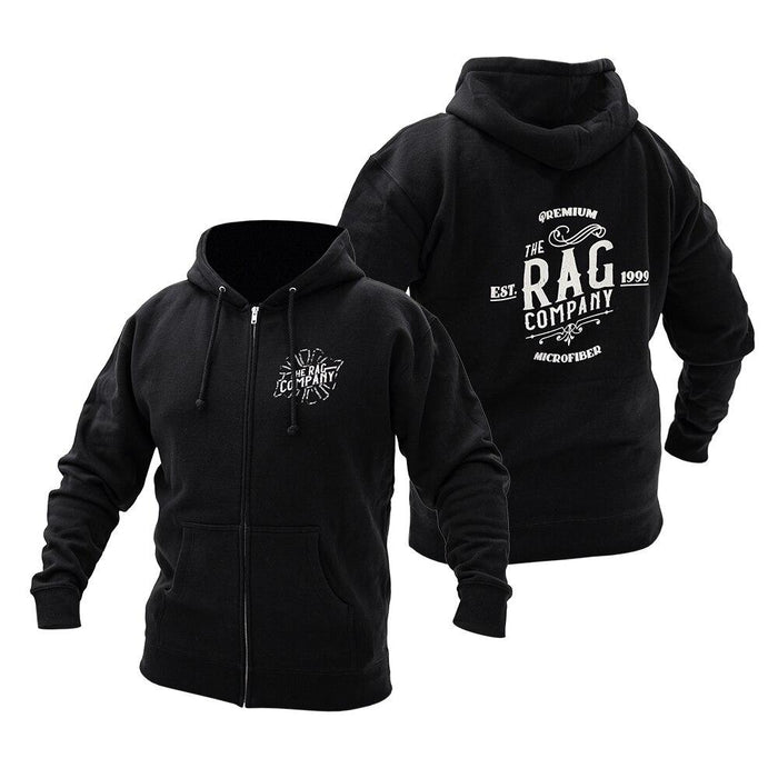 The Rag Company Whiskey Zip Hoodie front and Back on a white background.