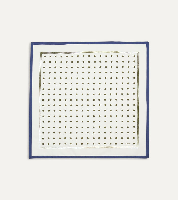 White and Green Polka Dot Print Bandana