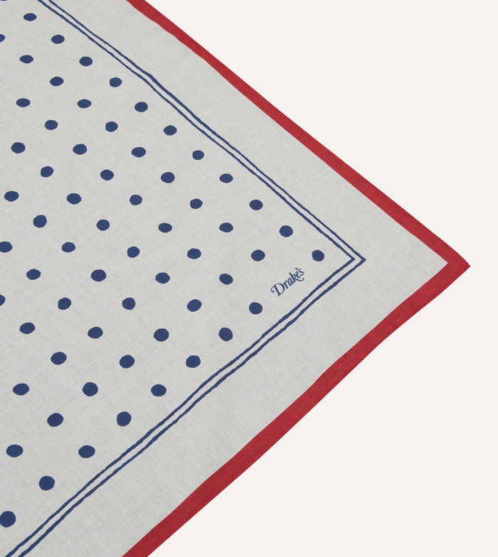White and Navy Polka Dot Print Bandana