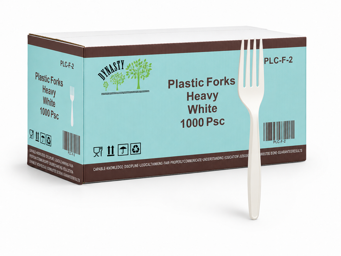 White Heavy Plastic Forks