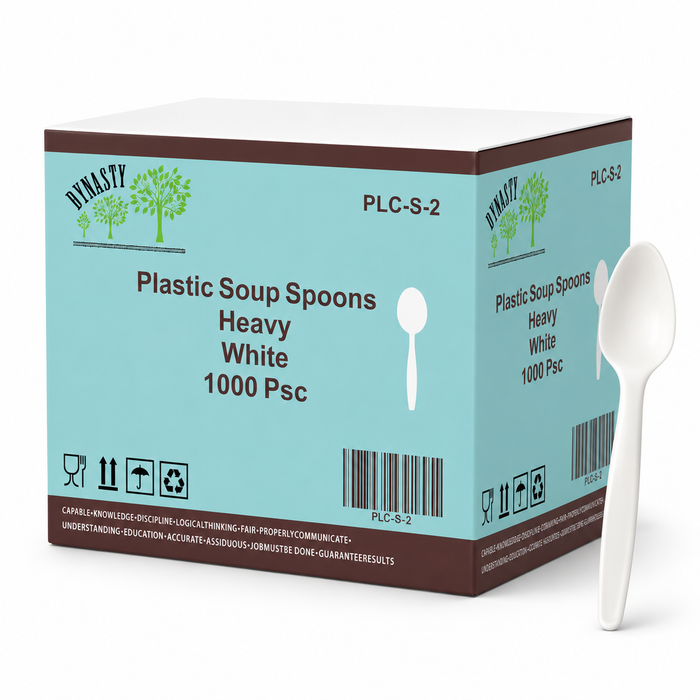 White Heavy Plastic Soup Spoons