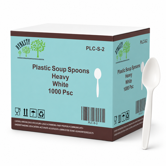 White Heavy Plastic Soup Spoons