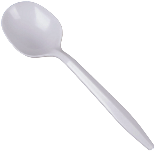 White Medium Plastic Soup Spoons
