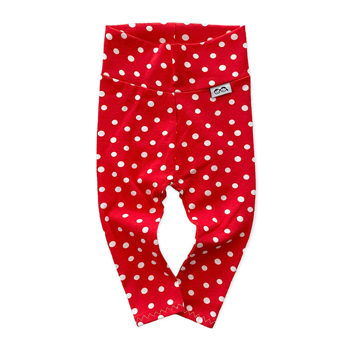 White Polka Dots on Red Leggings