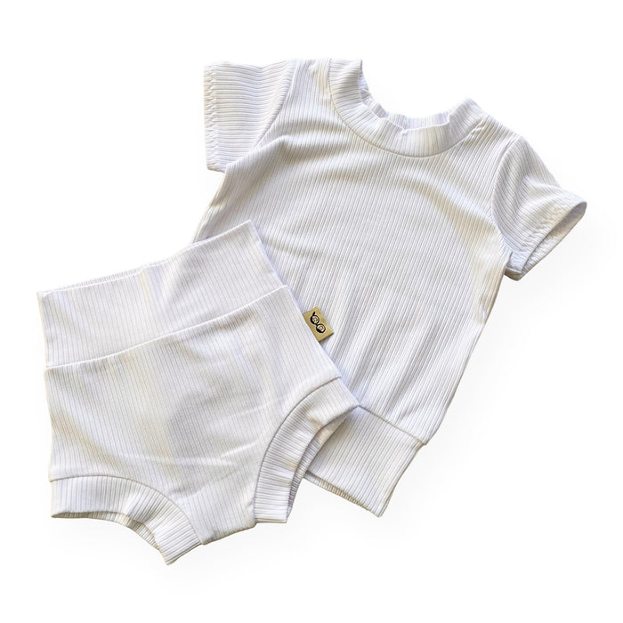 White Ribbed Summer Lounge Set