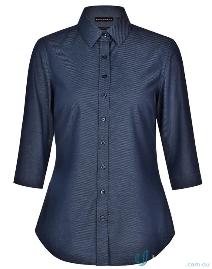 Navy blue dot jacquard ascot ladies shirt from Winning Spirit Ascot collection