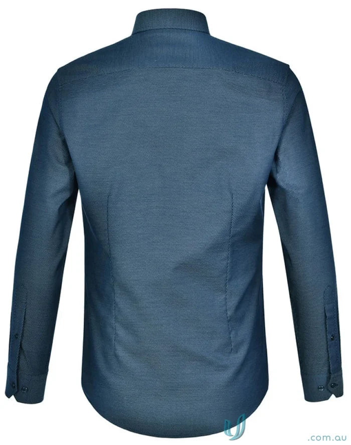 Blue long-sleeved jacquard stretch shirt from Winning Spirit Ascot Men’s Long collection