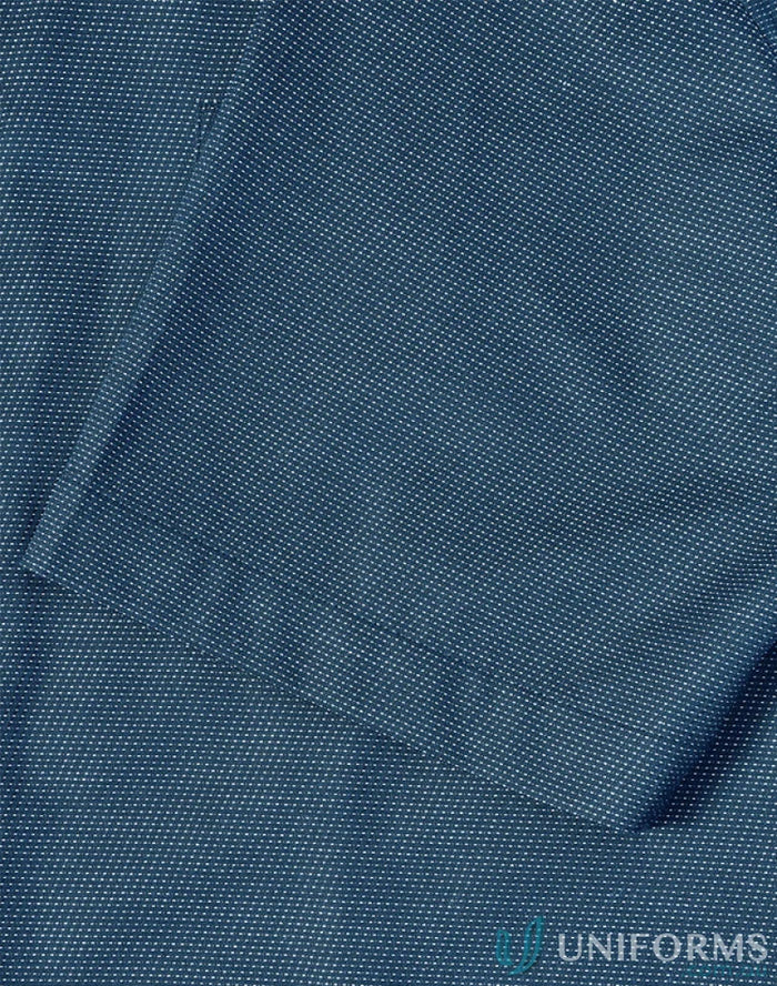 Blue patterned fabric on Winning Spirit Ascot Short Sleeve Dot Jacquard Stretch Shirt for men