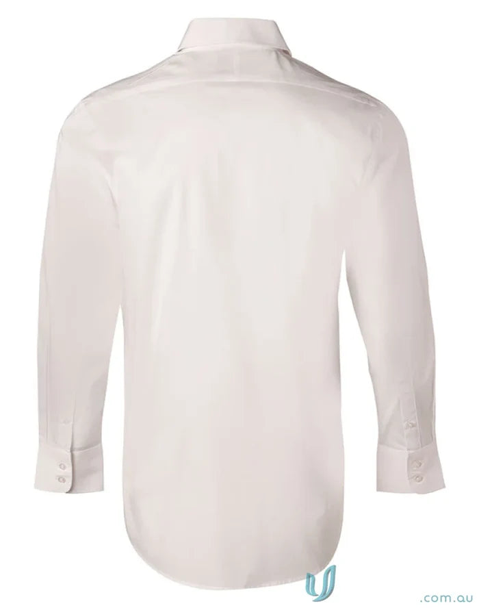 White stretch long sleeve shirt M7020L men’s cotton poly stretch long sleeve shirt