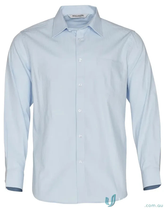 Light blue Light Blue Long-Sleeved Dress Shirt from Winning Spirit Mini Herringbone collection for men