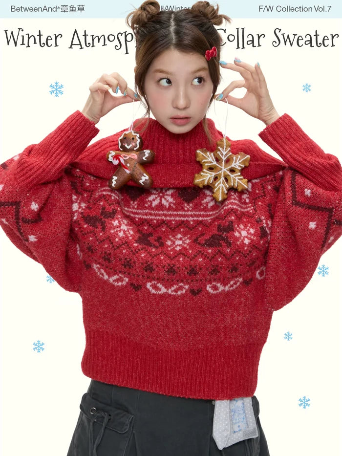 Winter atmosphere big collar sweater