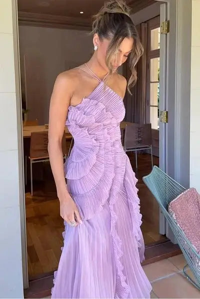 Women’s artistic patchwork maxi dress with flowing ruffle design, perfect for summer, by LondonLaneStore.