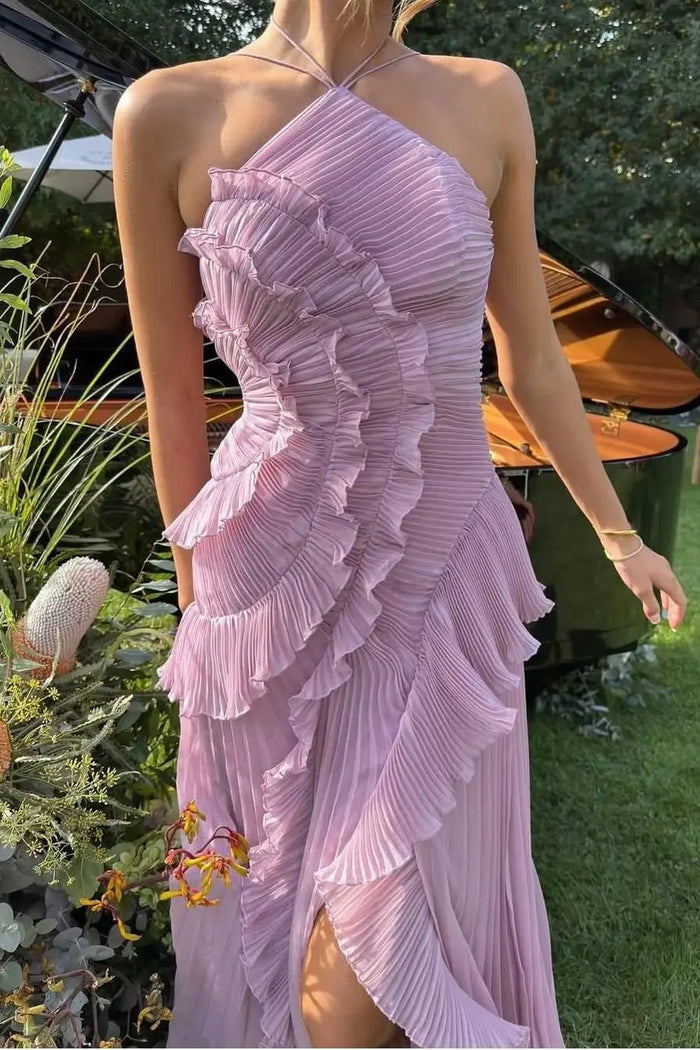 Women's artistic patchwork maxi dress with flowing ruffle design, perfect for summer, by LondonLaneStore.