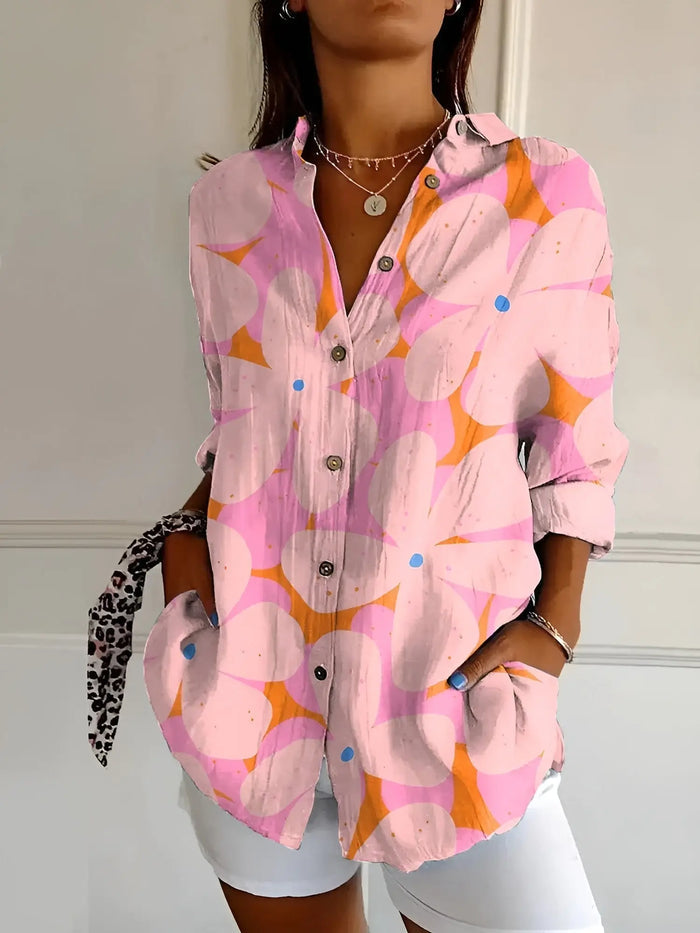 Women wearing LondonLaneStore breathable cotton blouse with long sleeves and button-down front, stylish and comfortable for all-day wear.