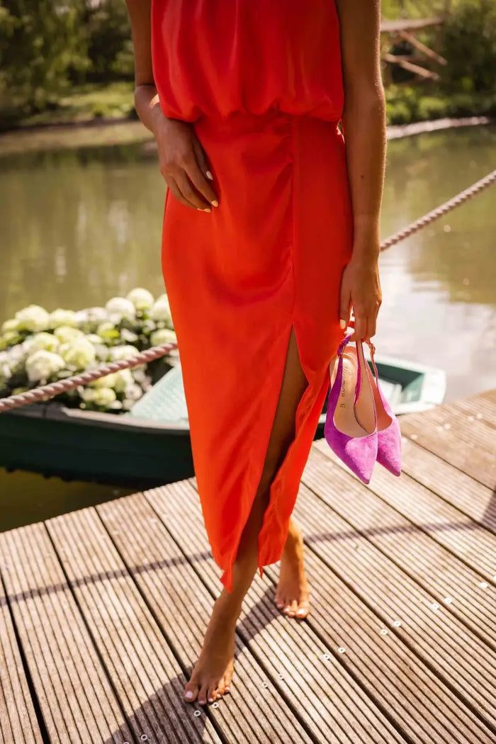 Women's breathable cotton midi dress by LondonLaneStore, featuring an elegant summer style with polished, comfortable fit.