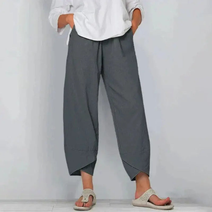 Women's breathable cotton summer pants by LondonLaneStore, softly tailored lightweight trousers with a comfortable fit.
