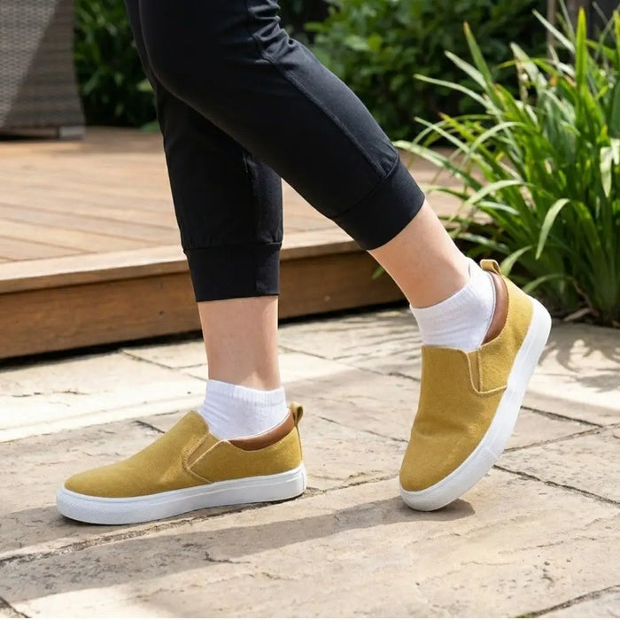 Women's breathable fabric slip-on sneakers by LondonLaneStore, stylish orthopedic casual shoes with comfortable slip-on design.
